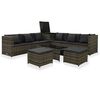 vidaXL 8 Piece Garden Lounge Set with Cushions Poly Rattan Grey