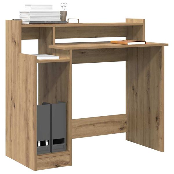 vidaXL Desk with Shelf Artisan Oak 97 x 45 x 90 cm Engineered Wood
