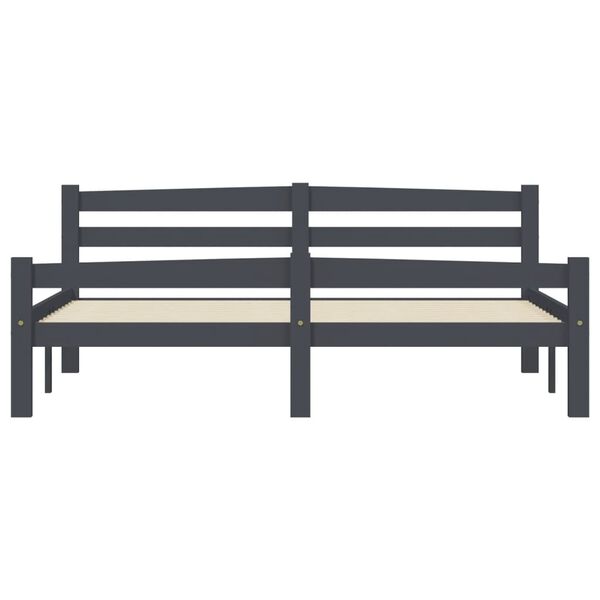 vidaXL Bed Frame without Mattress Dark Grey Solid Pinewood 160x200 cm