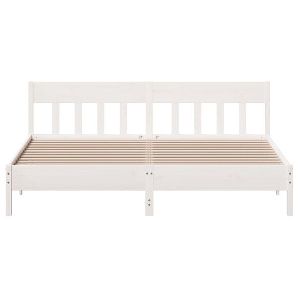 vidaXL Bed Frame without Mattress White 180x200 cm Super King Solid Wood Pine