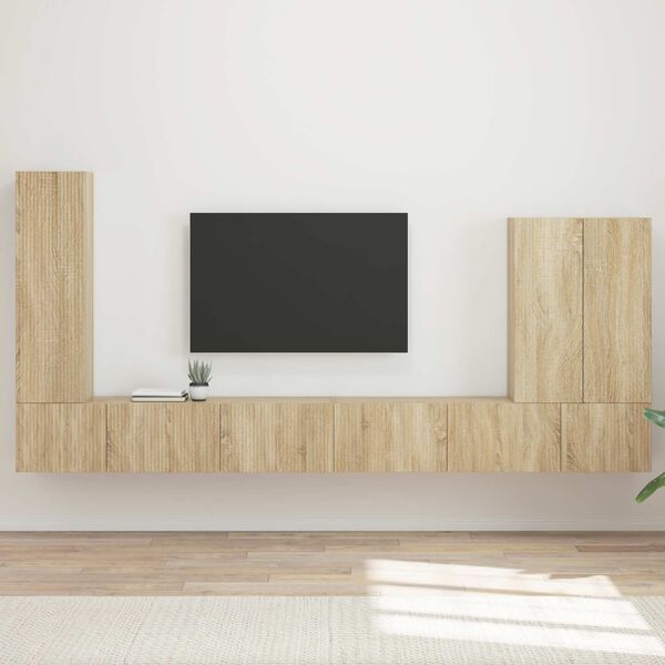 vidaXL TV Wall Cabinet Set Wall-mounted 6 pcs Sonoma Oak