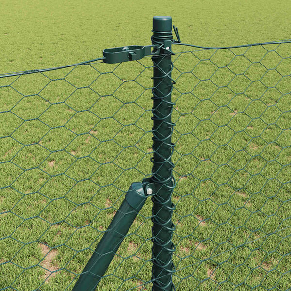 vidaXL Fence with Posts Green 1 x 10 m PVC-coated steel