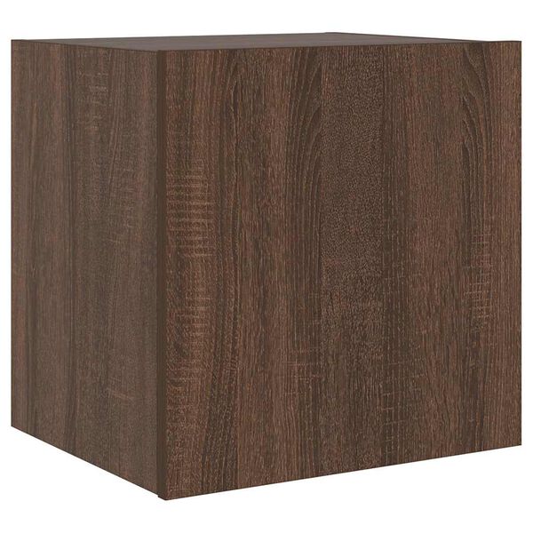 vidaXL TV Wall Cabinet with LED Lights Brown Oak 40.5x35x40 cm