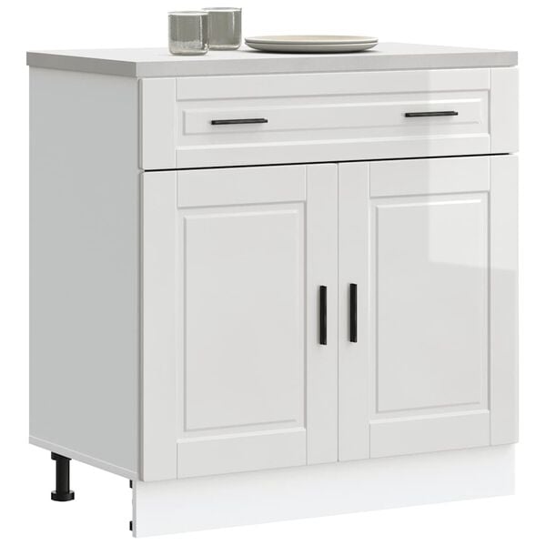 vidaXL Kitchen Base Cabinet&nbsp;Porto High Gloss White Engineered Wood
