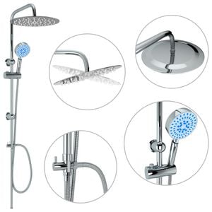 vidaXL Dual Head Shower Set with Hand Shower Stainless Steel
