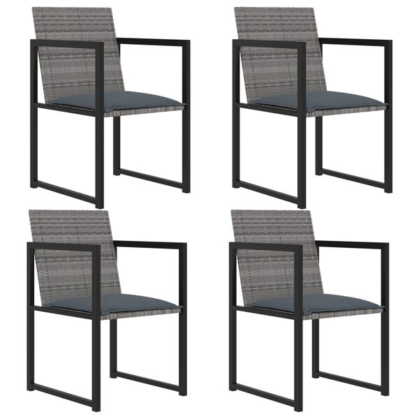 vidaXL 5 Piece Outdoor Dining Set with Cushions Poly Rattan Grey
