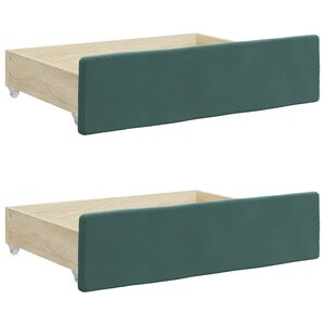 vidaXL Bed Drawers 2 pcs Dark Green Engineered Wood and Velvet