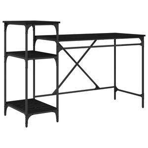 vidaXL Desk Black Oak Engineered Wood 135 x 50 x 90 cm