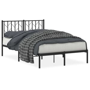 vidaXL Metal Bed Frame without Mattress with Headboard Black 120x200cm