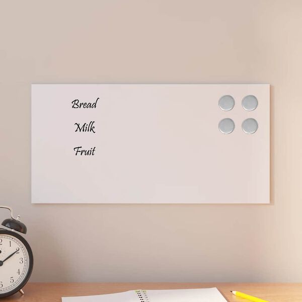 vidaXL Wall-mounted Magnetic Board White 40x20 cm Tempered Glass
