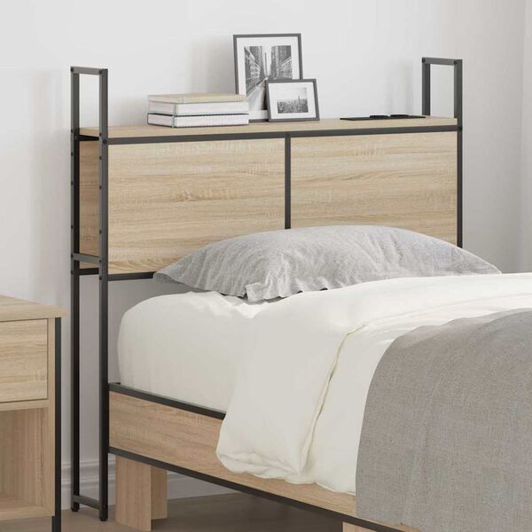 vidaXL Storage Headboard with Charging Station Sonoma oak 75 cm