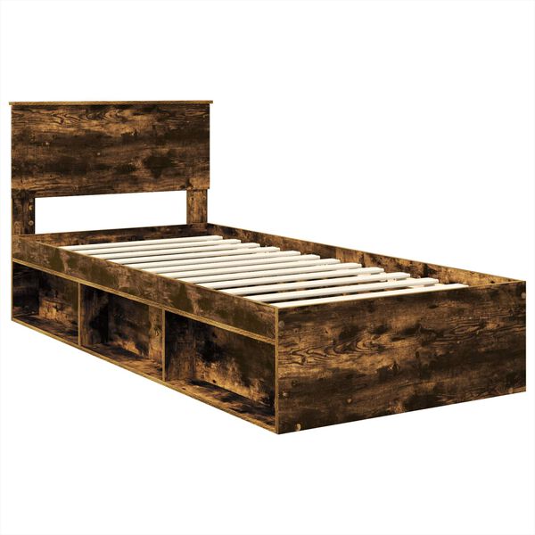 vidaXL Bed Frame Smoked Oak 100 x 200 cm Engineered wood
