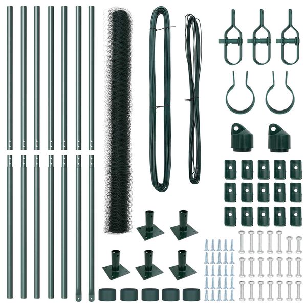 vidaXL Fence Post Green 10 x 1.4 m (50 mm mesh) Steel and PVC