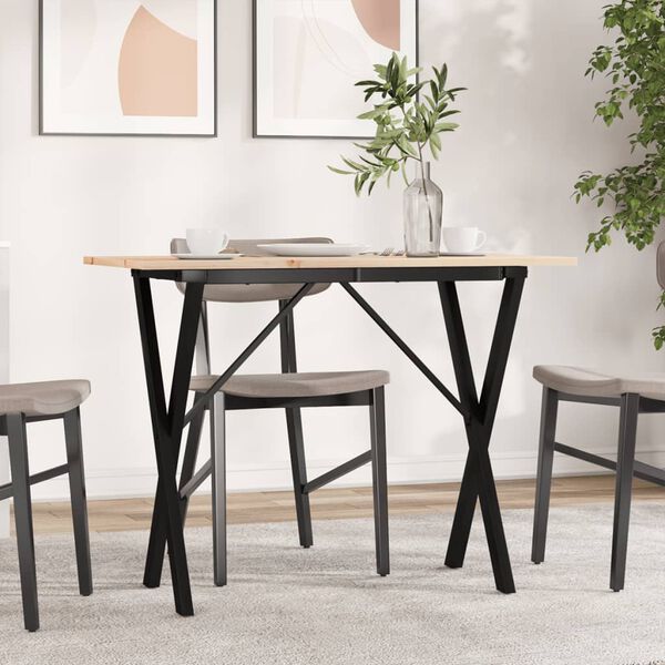 vidaXL Dining Table X-Frame 100x50x75 cm Solid Wood Pine and Steel