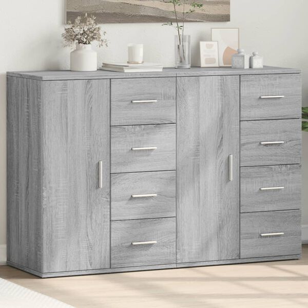 vidaXL Sideboards 2 pcs Grey Sonoma 59x39x80 cm Engineered Wood