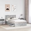 vidaXL Bed Frame with Drawer Concrete Grey 135 x 190 cm Engineer Wood