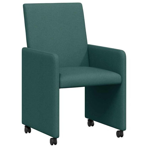 vidaXL Dining Chairs with Wheels 2 pcs Dark green 57 x 66 x 94 cm
