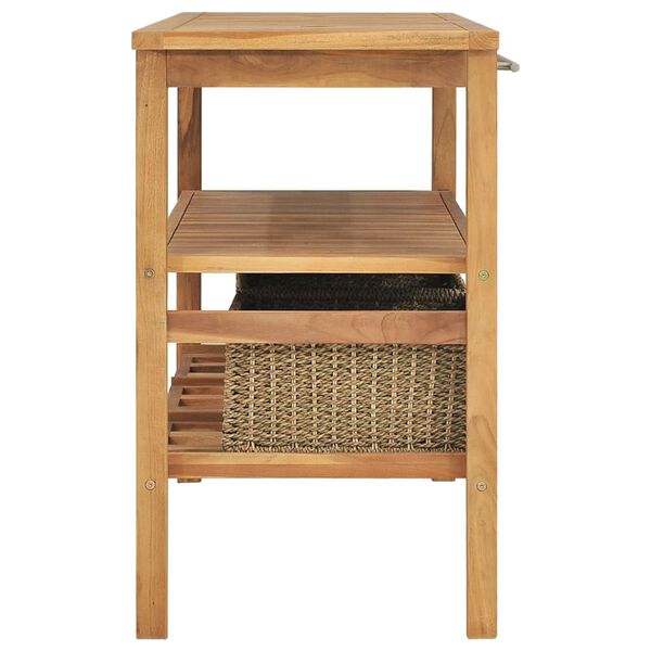 vidaXL Bathroom Vanity Cabinet with 3 Baskets Solid Wood Teak 132x45x75 cm