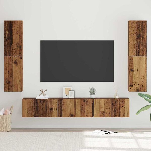 vidaXL TV Cabinet Set Wall-mounted 7 pcs Old Wood Engineered Wood