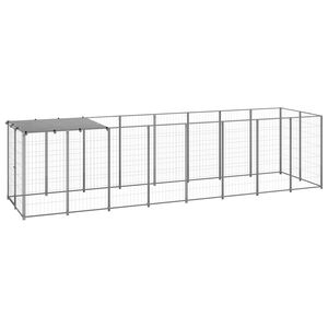 vidaXL Dog Kennel Silver 4.84 m&sup2; Steel