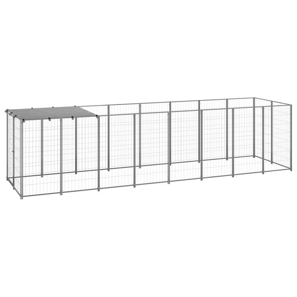 vidaXL Dog Kennel Silver 4.84 m&sup2; Steel