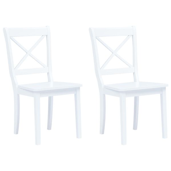vidaXL Dining Chairs 2 pcs White Solid Rubber Wood