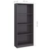 vidaXL 4-Tier Book Cabinet High Gloss Grey 60x24x142 cm Engineered Wood