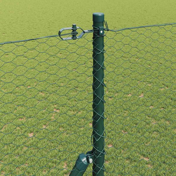 vidaXL Fence with Posts Green 1.5 x 25 m PVC-coated steel