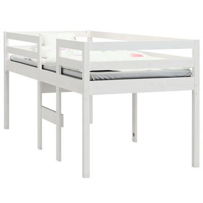 vidaXL High Sleeper Bed White 75x190 cm Small Single Solid Wood Pine