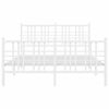 vidaXL Metal Bed Frame without Mattress with Footboard White 140x190cm