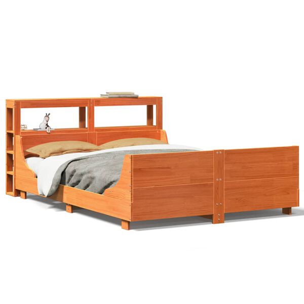 vidaXL Bed Frame without Mattress Wax Brown 150x200 cm King Size Solid Wood Pine