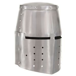 vidaXL Medieval Knight Helmet Antique Replica LARP Silver Steel