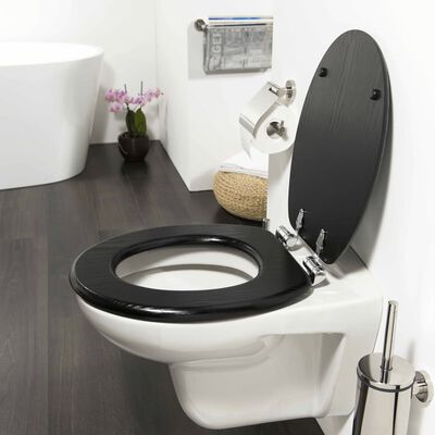 Tiger Soft-Close Toilet Seat Blackwash MDF Black 252030746