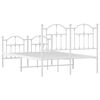 vidaXL Metal Bed Frame without Mattress with Footboard White 120x190cm