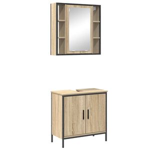 vidaXL Bathroom Furniture Set with Shelf 2 pcs Brown Engineered wood