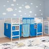 vidaXL Kids'Loft Bed Frame with Curtains White and Blue 100 x 200 cm