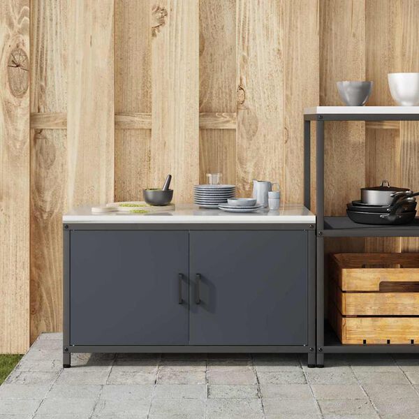 vidaXL Kitchen Storage with Shelf Anthracite 90 x 50 x 53 cm Steel
