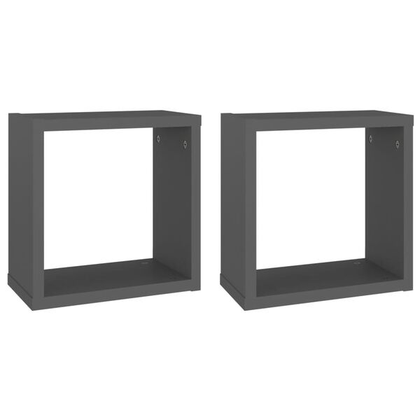 vidaXL Wall Cube Shelves 2 pcs Grey 30x15x30 cm
