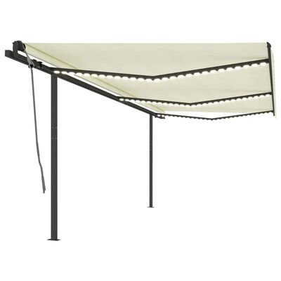 vidaXL Manual Retractable Awning with LED 6x3 m Cream