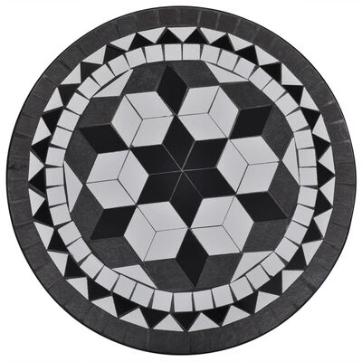 vidaXL Bistro Table Black and White 60 cm Mosaic