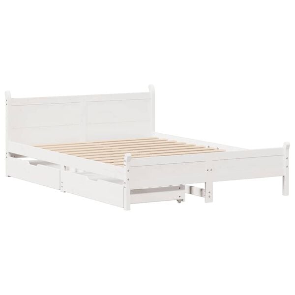 vidaXL Bed Frame without Mattress White 140x190 cm Solid Wood Pine