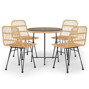 vidaXL Garden Dining Set | Black | Poly Rattan | Medium | Tough