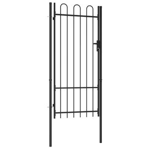 vidaXL Fence Gate BOXTEL Single Door with Arched Top Steel 1x2 m Black