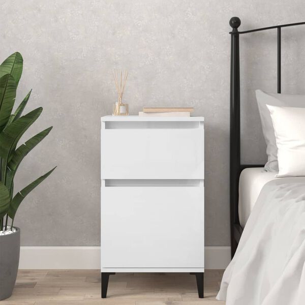 vidaXL Bedside Cabinet High Gloss White 40x35x70 cm
