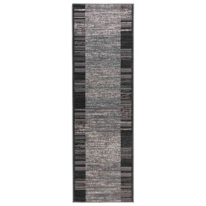 vidaXL Runner Rug FLORNES Woven Grey Stripes 67 x 150 cm PP 7 mm
