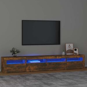 vidaXL TV Cabinet with LED Lights Smoked Oak 240x35x40 cm