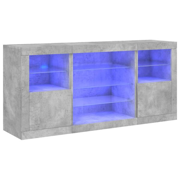vidaXL Sideboard with LED Lights Concrete Grey 142.5x37x67 cm