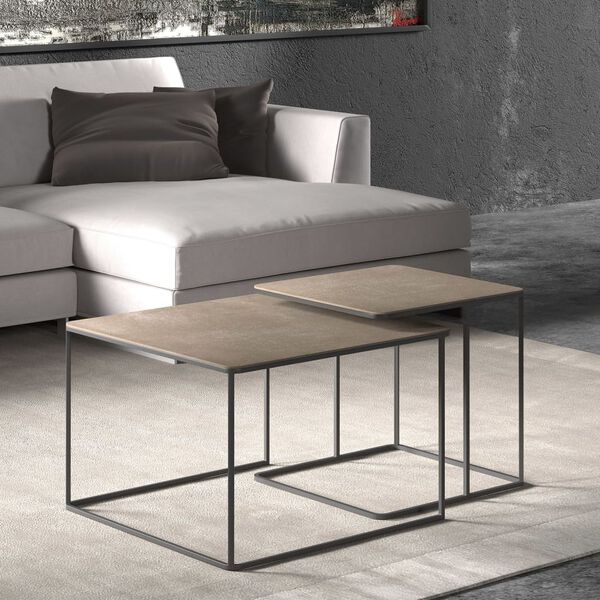 Rousseau 2 Piece Side Table Set Loic Metal Brown