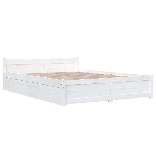 vidaXL Bed Frame without Mattress with Drawers White 140x190 cm (815025+814995)