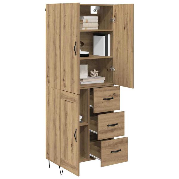 vidaXL Highboard 2 pcs Artisan Oak Engineered Wood and Glass